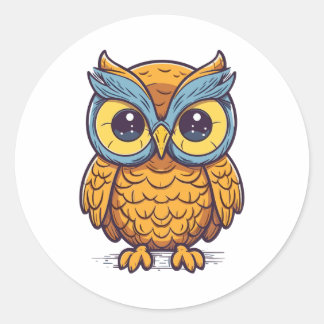 Owl's Delight: Kawaii-Style Graphic Design Classic Round Sticker