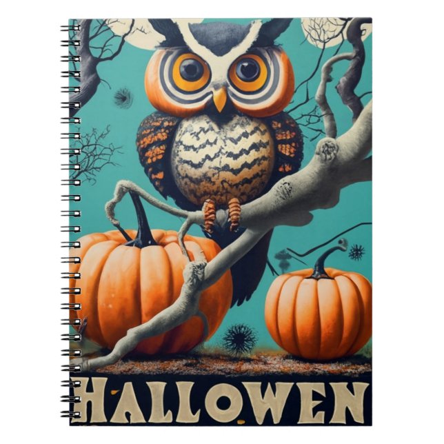 Owl's Eyes on Halloween Pumpkin-Themed Notebook (Front)