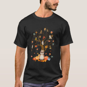 Owls Fall Autumn Leaves Tree Pumpkin Halloween Tha T-Shirt