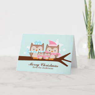 Owls Family Christmas Cards