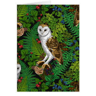 Owls, ferns, oak and berries