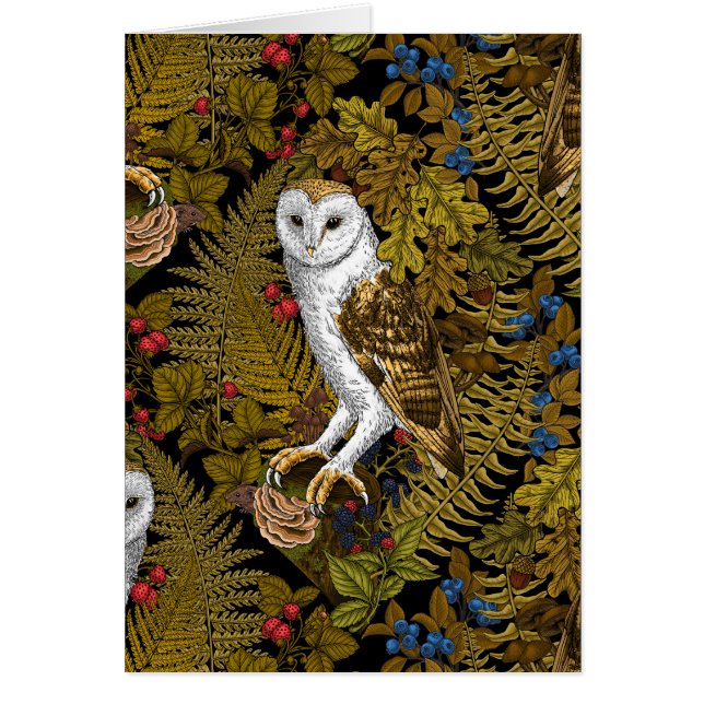Owls, ferns, oak and berries 2 (Front)