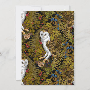 Owls, ferns, oak and berries 2