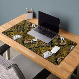 Owls, ferns, oak and berries 2 desk mat