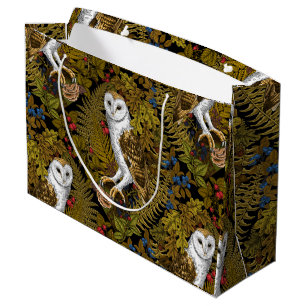 Owls, ferns, oak and berries 2 large gift bag