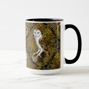 Owls, ferns, oak and berries 2 mug
