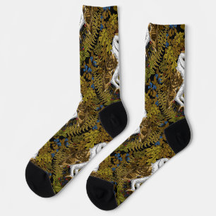 Owls, ferns, oak and berries 2 socks