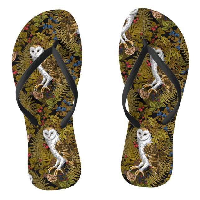 Owls, ferns, oak and berries 2 thongs (Footbed)