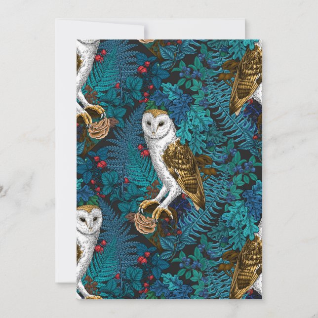 Owls, ferns, oak and berries 3 (Front)
