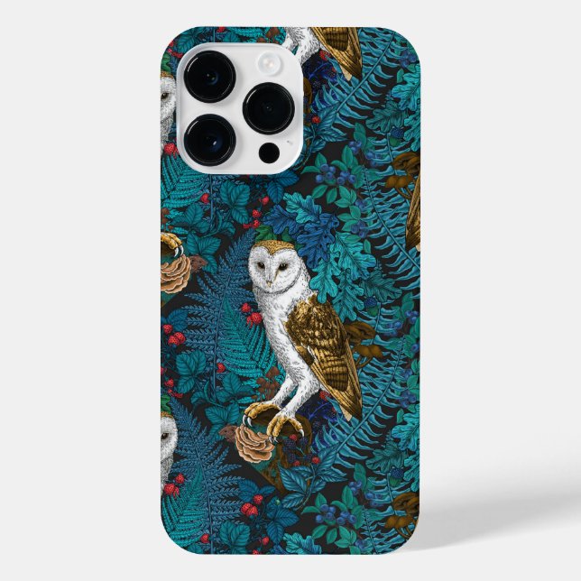Owls, ferns, oak and berries 3 iPhone case (Back)