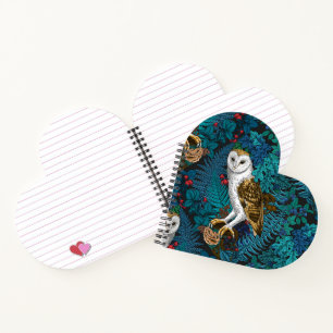 Owls, ferns, oak and berries 3 notebook