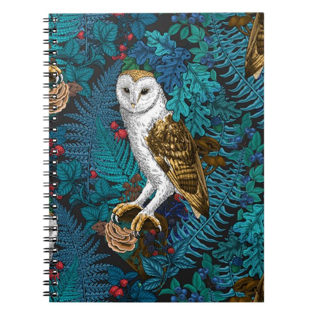 Owls, ferns, oak and berries 3 notebook (Front)