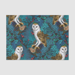 Owls, ferns, oak and berries 3 tissue paper