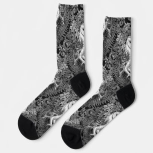 Owls, ferns, oak and berries 4 socks