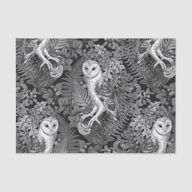 Owls, ferns, oak and berries 4 tissue paper (Front)