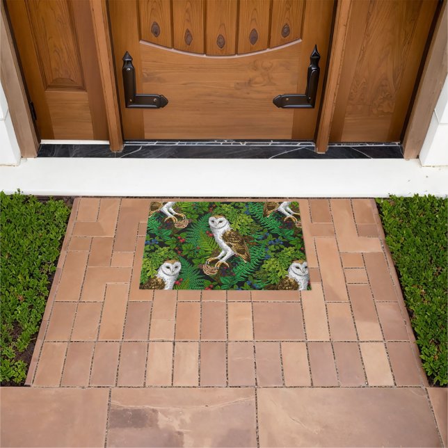 Owls, ferns, oak and berries doormat (Outdoor)