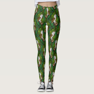 Owls, ferns, oak and berries leggings