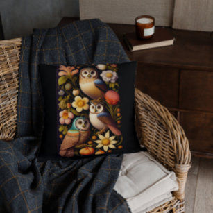 Owls & Flowers   Modern Haeckel    Cushion