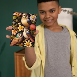 Owls & Flowers   Modern Haeckel Greeting Card