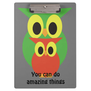 Owls Green and Red Clipboard