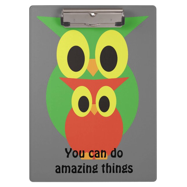 Owls Green and Red Clipboard (Front)