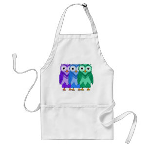 Owls: Green Blue Purple Standard Apron