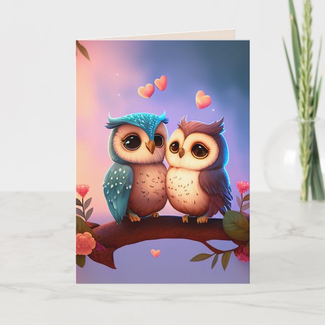 OWLS HAPPY BIRTHDAY SWEETHEART GREETING CARD (Front)