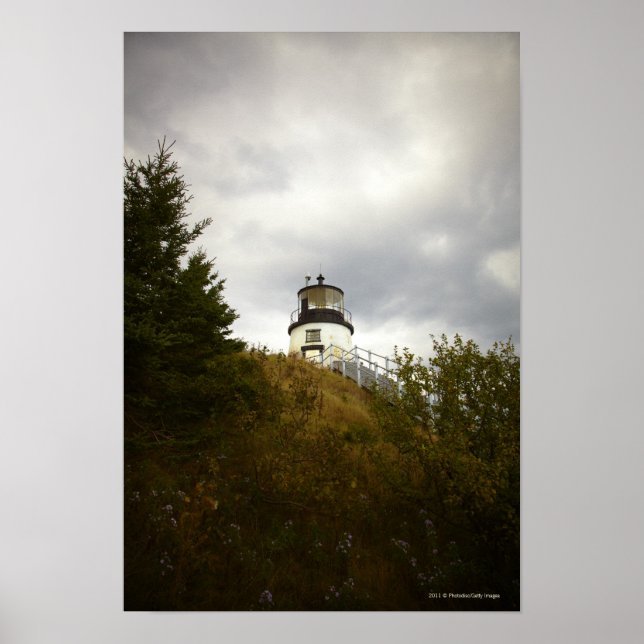 Owl's Head Lighthouse on a Cloudy Day Poster (Front)