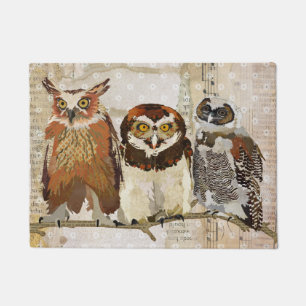 OWLS IN A ROW Door Mat