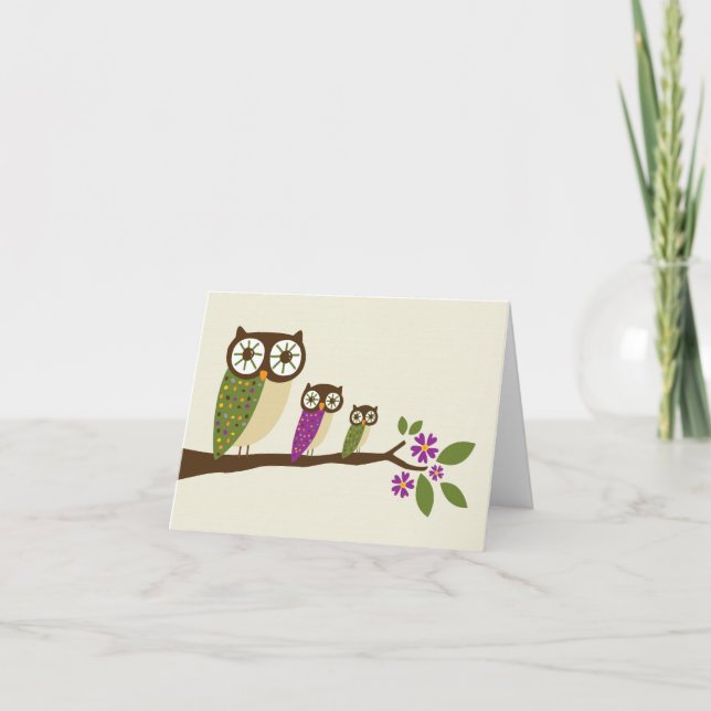owls in a row greeting card (Front)