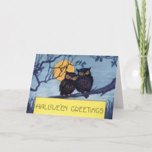 Owls in a Tree - Halloween Card