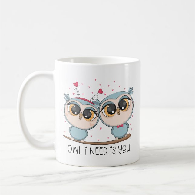 Owls in Love Coffee Mug (Left)