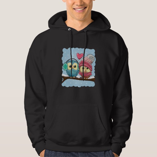 Owls in Love Cute Winter for Valentine's Day Hoodie (Front)