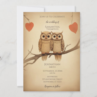 Owls in love  invitation