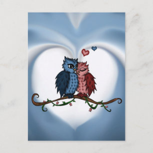 owls in love postcard