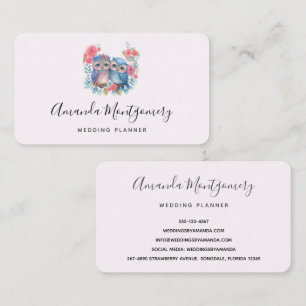 Owls in Love Sitting on a Tree Branch Business Card