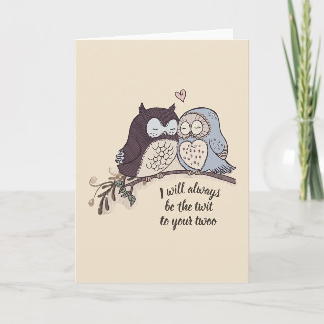 Owls in Love Twit Twoo Card (Front)