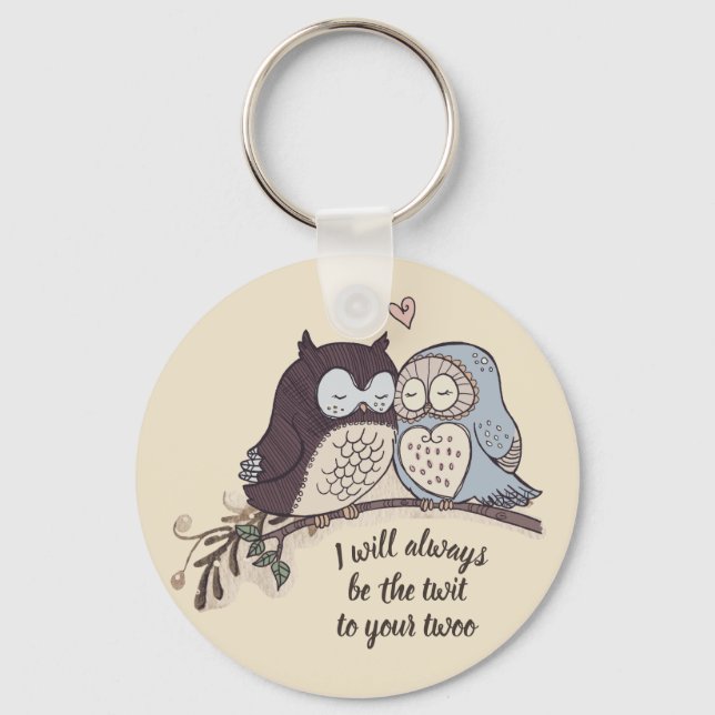 Owls in Love Twit Twoo Key Ring (Front)