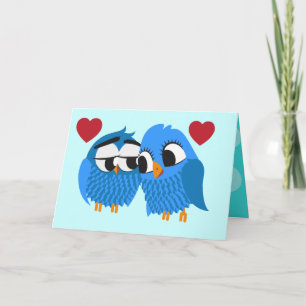 Owls in love Valentines card. Holiday Card