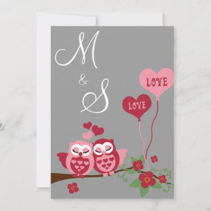 Owls in Love Wedding Invitation