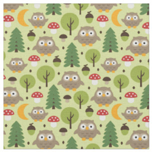 Owls In The Forest Fabric