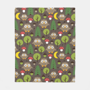 Owls In The Forest Fleece Blanket