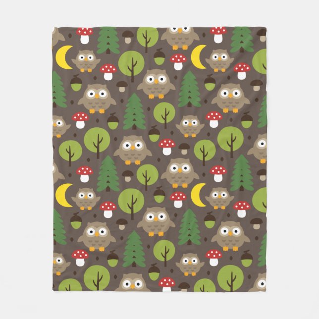 Owls In The Forest Fleece Blanket (Front)