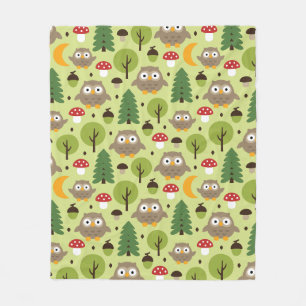 Owls In The Forest Fleece Blanket
