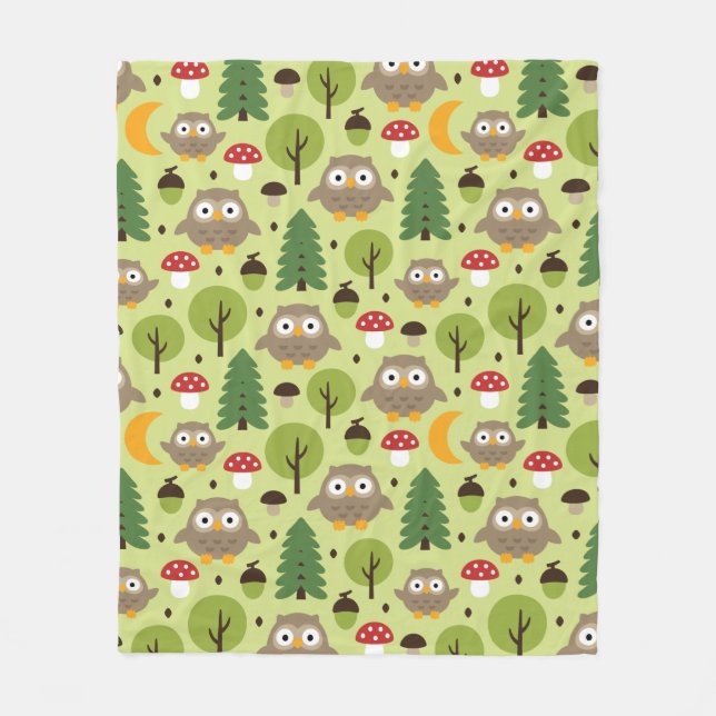 Owls In The Forest Fleece Blanket (Front)