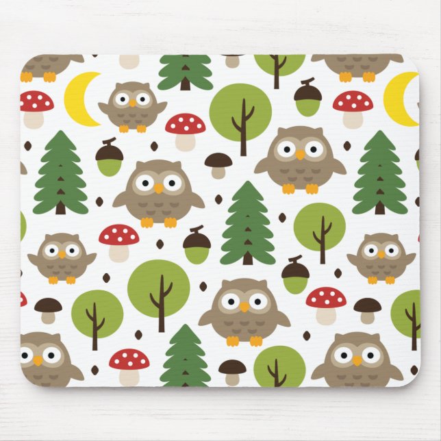 Owls In The Forest Mouse Pad (Front)