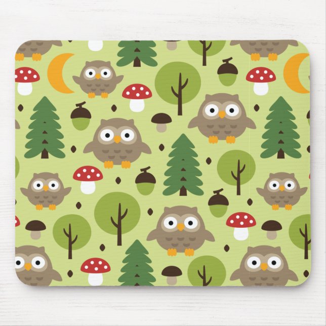 Owls In The Forest Mouse Pad (Front)