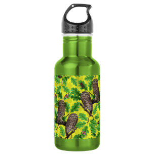 Owls in the Forest on lemon yellow 532 Ml Water Bottle
