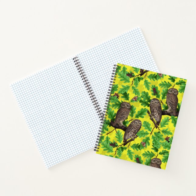 Owls in the Forest on lemon yellow Notebook (Inside)