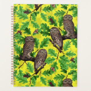 Owls in the Forest on lemon yellow Planner
